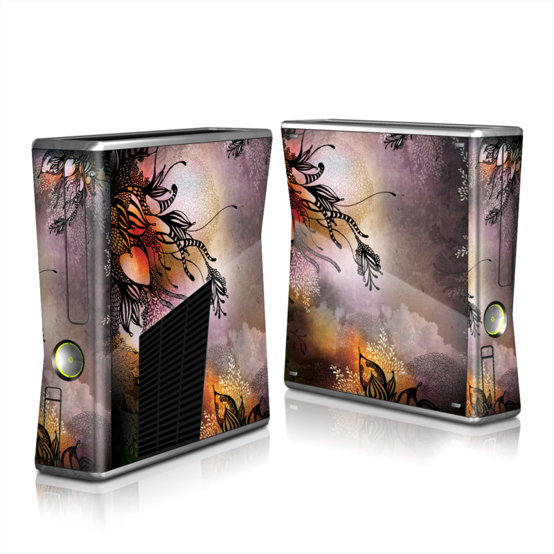 Xbox 360 S Skin design of Illustration, Graphic design, Cg artwork, Art, Fictional character, Graphics, Visual arts, Darkness, with black, gray, red, green, purple colors