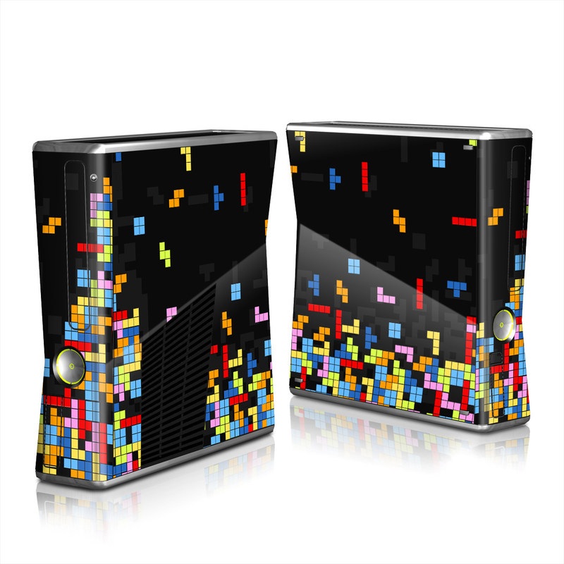 Xbox 360 S Skin design of Pattern, Symmetry, Font, Design, Graphic design, Line, Colorfulness, Magenta, Square, Graphics, with black, green, blue, orange, red colors