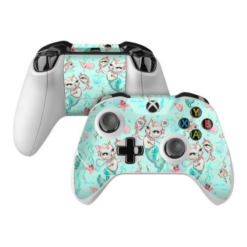 Merkittens with Pearls Aqua Xbox One Controller Skin