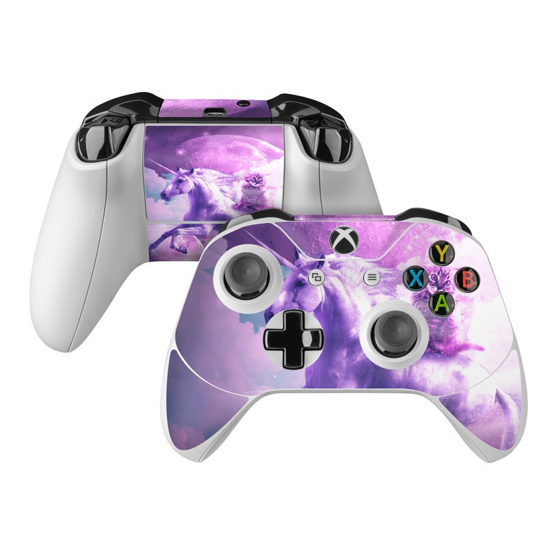 Xbox One Controller Skin design of Unicorn, Purple, Fictional character, Mythical creature, Violet, Cg artwork, Illustration, Mythology, with white, purple, blue, gray, black colors