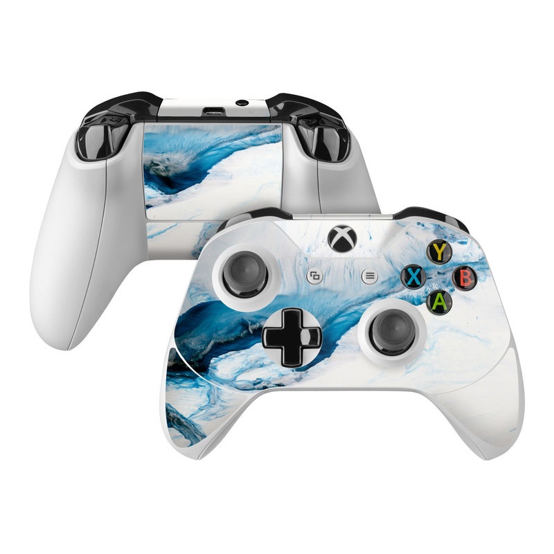 white and blue xbox one controller