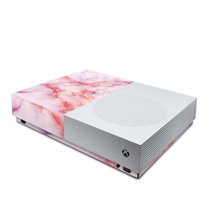 Xbox One S All Digital Edition Skin design of Pink, Skin, Flesh, Textile, Fur, with pink, red, white, purple, orange colors