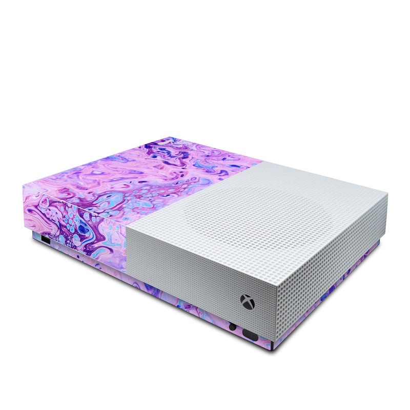 Xbox One S All Digital Edition Skin design of Purple, Violet, Lilac, Art, Pattern, Modern art, Painting, Visual arts, Acrylic paint, Magenta, with pink, purple, blue colors
