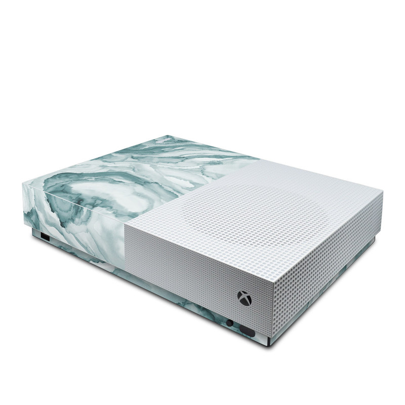 Xbox One S All Digital Edition Skin design of Liquid, Fluid, Snow, Polar ice cap, Ice cap, Aqua, Melting, Glacial landform, Arctic ocean, Pattern, with blue, gray, white colors