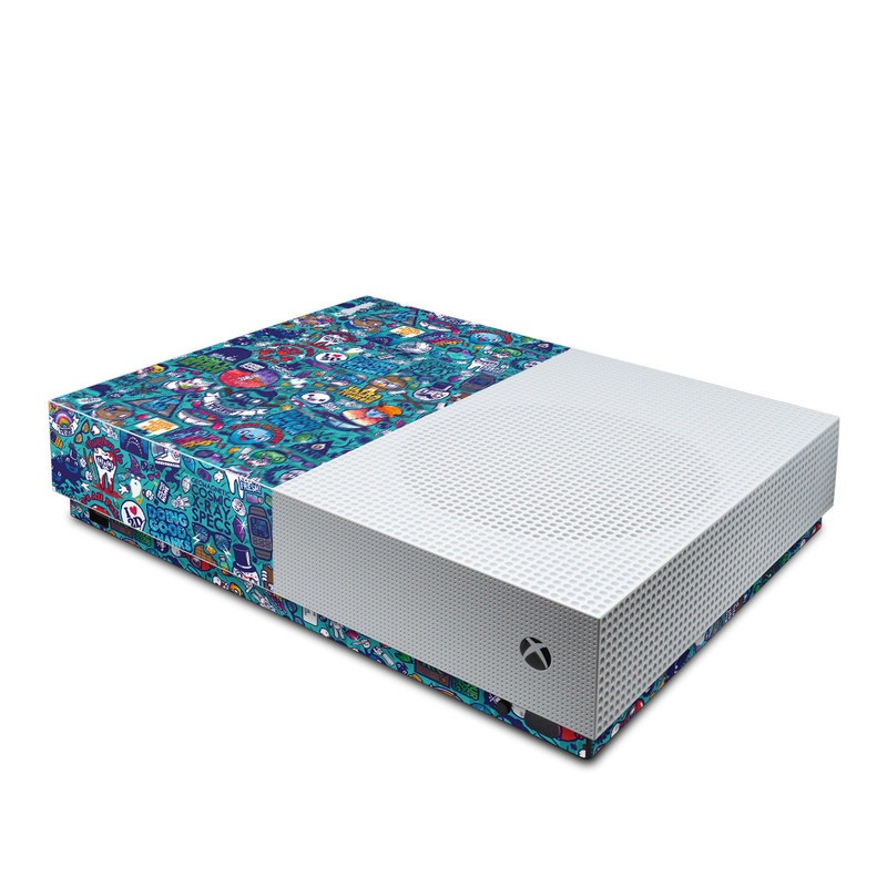 Xbox One S All Digital Edition Skin design of Art, Visual arts, Illustration, Graphic design, Psychedelic art with blue, black, gray, red, green colors