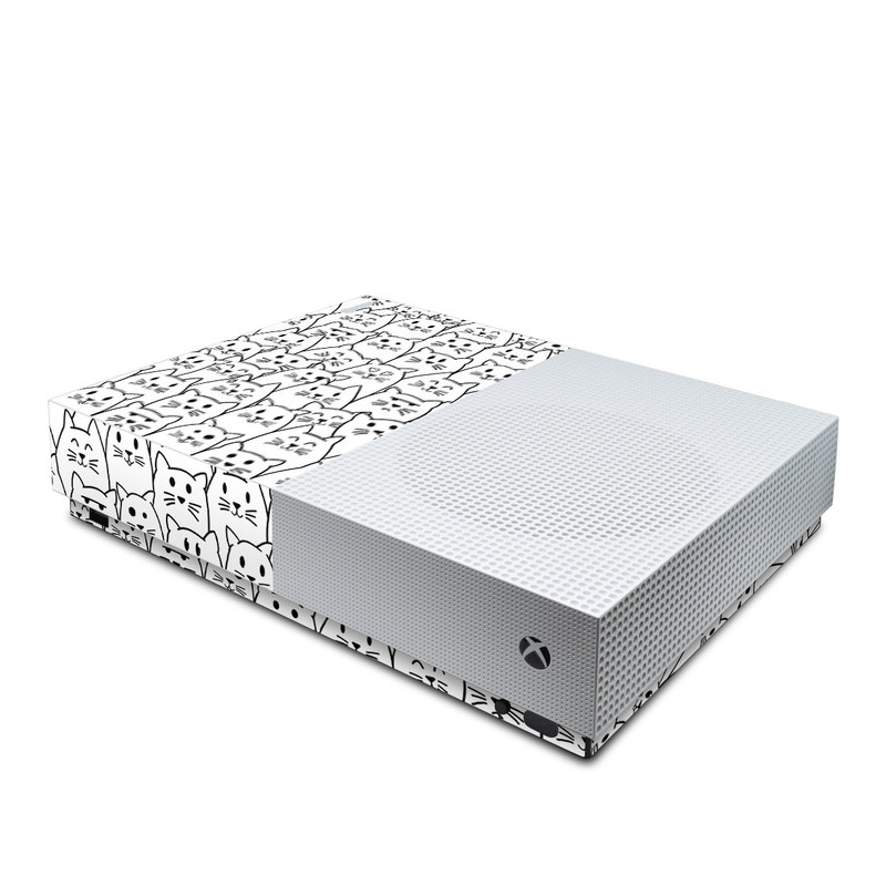 Xbox One S All Digital Edition Skin design of White, Line art, Text, Black, Pattern, Black-and-white, Line, Design, Font, Organism, with white, black colors