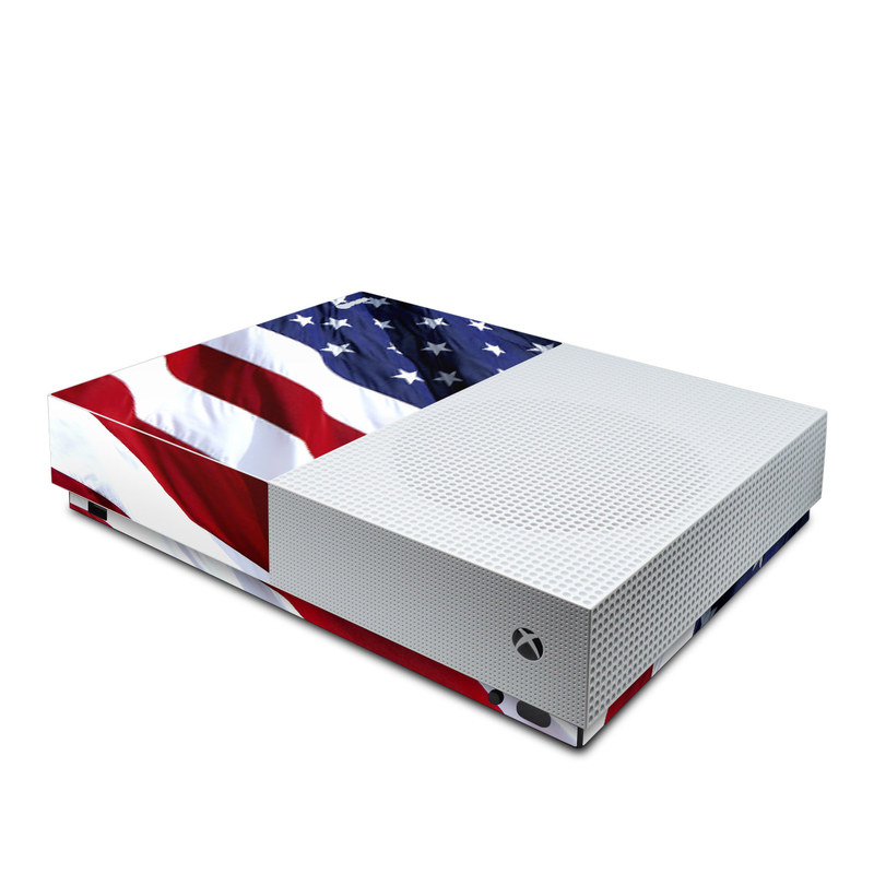Xbox One S All Digital Edition Skin design of Flag, Flag of the united states, Flag Day (USA), Veterans day, Memorial day, Holiday, Independence day, Event, with red, blue, white colors