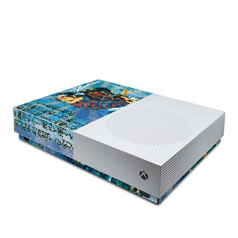 Xbox One S All Digital Edition Skin design of Art, Illustration, Painting, with blue, black, gray, green, red colors