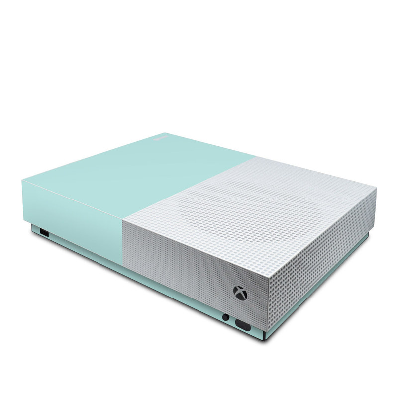 Xbox One S All Digital Edition Skin design of Green, Blue, Aqua, Turquoise, Teal, Azure, Text, Daytime, Yellow, Sky, with blue colors