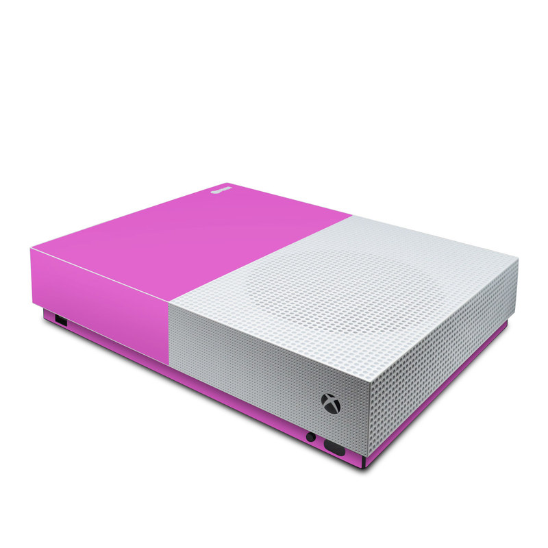 Xbox One S All Digital Edition Skin design of Violet, Pink, Purple, Red, Lilac, Magenta, Blue, Lavender, Text, Sky, with pink colors