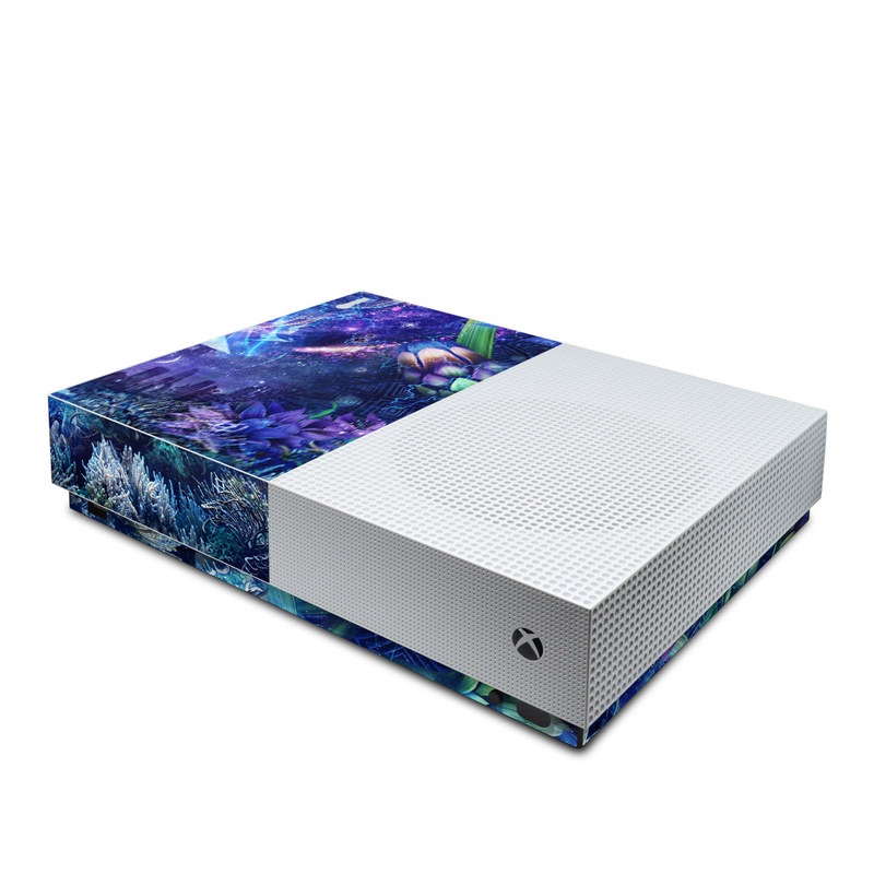 Xbox One S All Digital Edition Skin design of Blue, Purple, Violet, Lavender, Majorelle blue, Psychedelic art, Electric blue, Organism, Art, Design, with blue, green, purple, red, pink colors