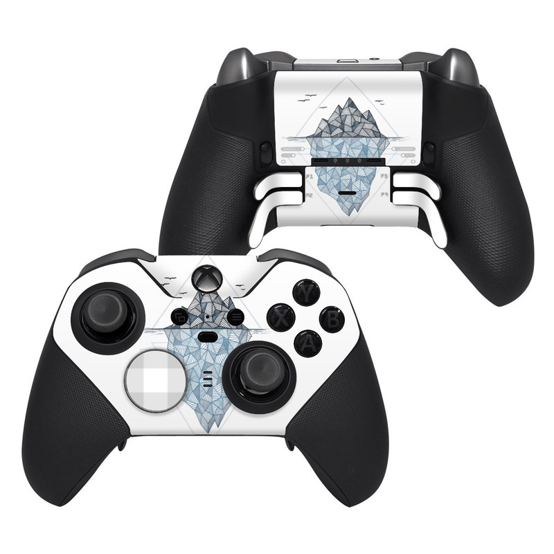Xbox Elite Controller Series 2 Skin design of Line, Illustration, Design, Symmetry, Pattern, Triangle, Art, with white, black, gray, blue colors