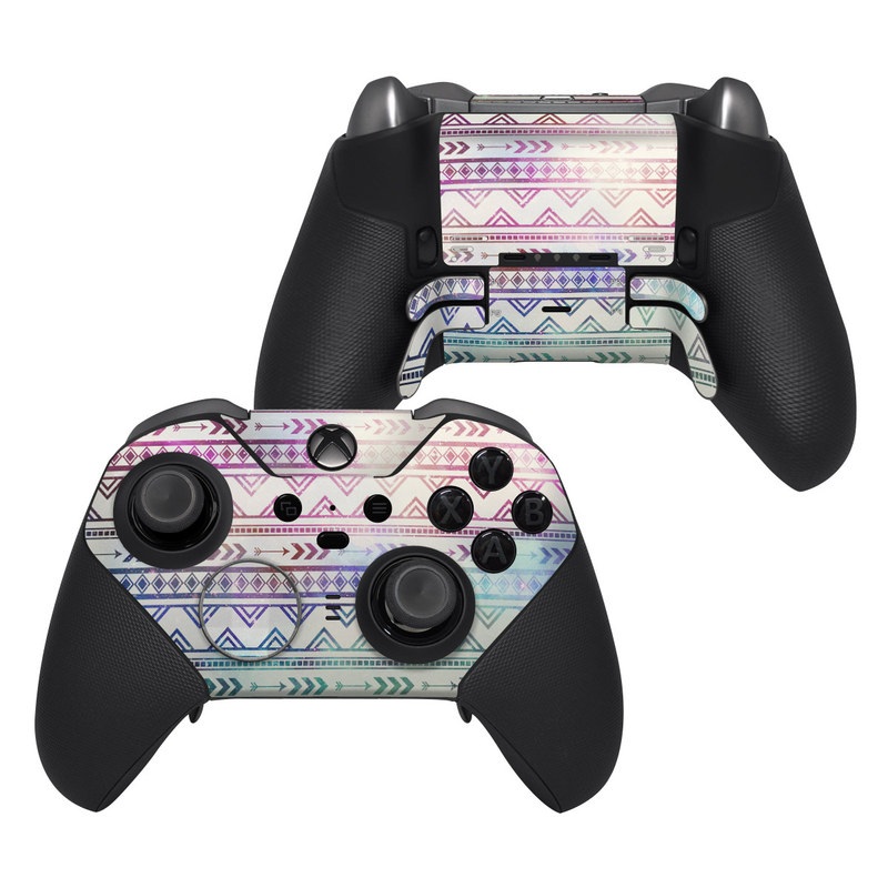 Xbox Elite Controller Series 2 Skin design of Pattern, Line, Teal, Design, Textile, with gray, pink, yellow, blue, black, purple colors