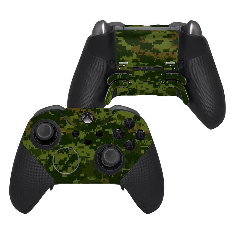 Xbox Elite Controller Series 2 Skin design of Military camouflage, Green, Pattern, Uniform, Camouflage, Clothing, Design, Leaf, Plant, with green, brown colors