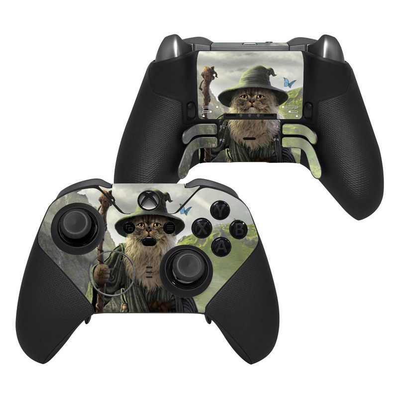 Xbox Elite Controller Series 2 Skin design of Beard, Facial hair, Illustration, Mythology, Magician, Fictional character, Cg artwork, Games, Art, with green, gray, brown, blue, green, white, yellow, black colors