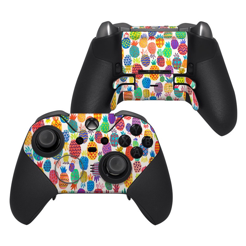 Xbox Elite Controller Series 2 Skin design of Colorfulness, Textile, Art, Line, Circle, Symmetry, Pattern, Electric blue, Visual arts, Design, with white, red, blue, green, yellow, purple, pink colors