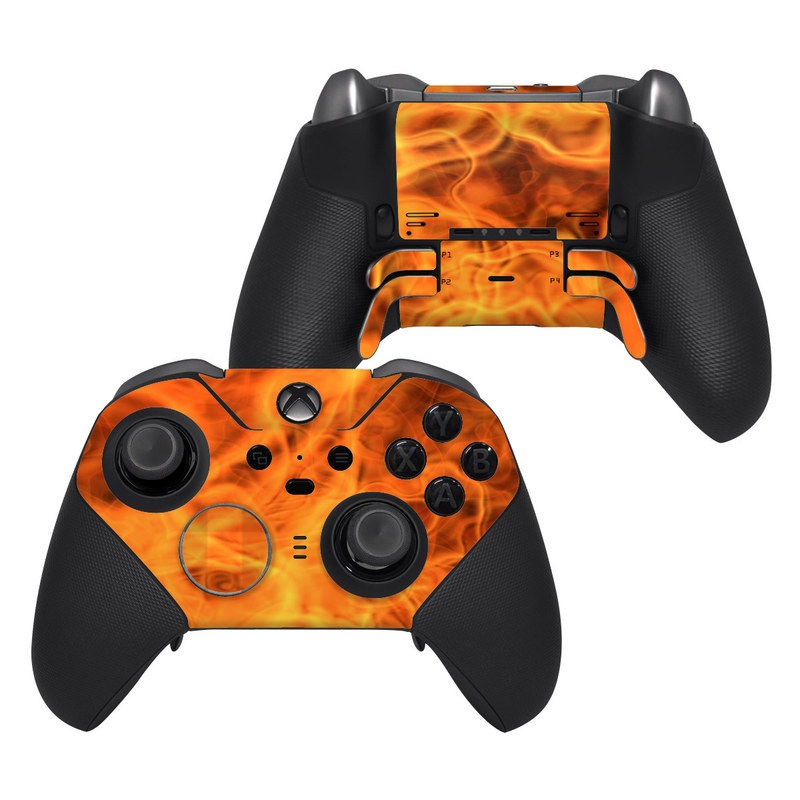Xbox Elite Controller Series 2 Skin design of Flame, Fire, Heat, Orange, with red, orange, black colors