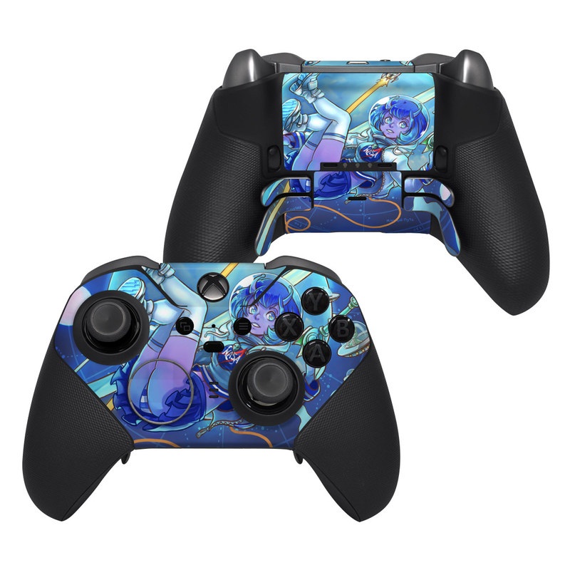 Xbox Elite Controller Series 2 Skin design of Cartoon, Illustration, Graphic design, Games, Space, Design, Anime, Art, Graphics, Fictional character, with blue, white, yellow, purple, green, red, orange, black colors