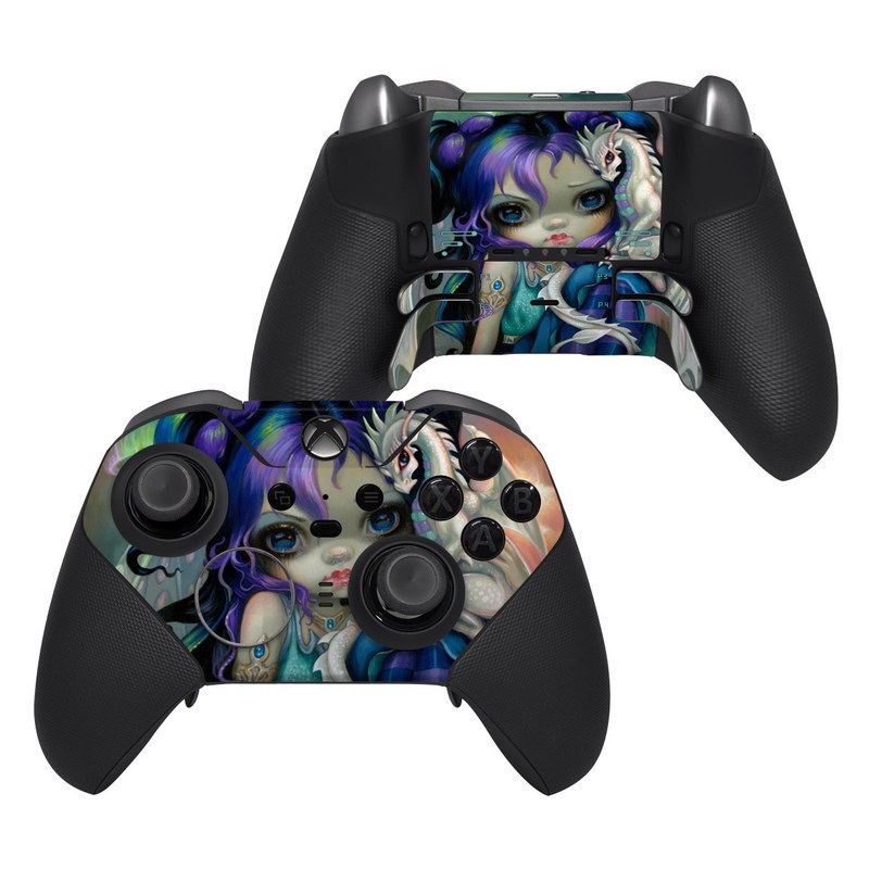 Xbox Elite Controller Series 2 Skin design of Illustration, Fictional character, Cg artwork, Art, Mythology, Anime, Mythical creature, with green, blue, purple, yellow, red, white colors