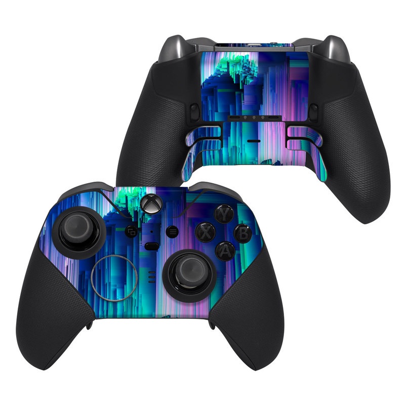 Xbox Elite Controller Series 2 Skin design of Blue, Green, Light, Colorfulness, with blue, purple, pink, white colors