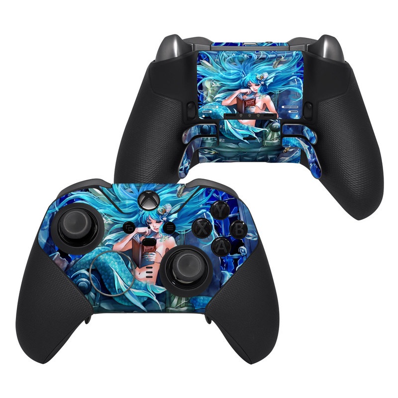 Xbox Elite Controller Series 2 Skin design of Cg artwork, Fictional character, Electric blue, Illustration, Art, Mythology, Dragon, Games, Mythical creature, with blue, black, yellow, white colors