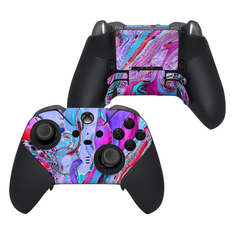 Xbox Elite Controller Series 2 Skin design of Pink, Purple, Pattern, Design, Visual arts, Art, Psychedelic art, Magenta, Acrylic paint, Colorfulness, with pink, purple, blue, green colors