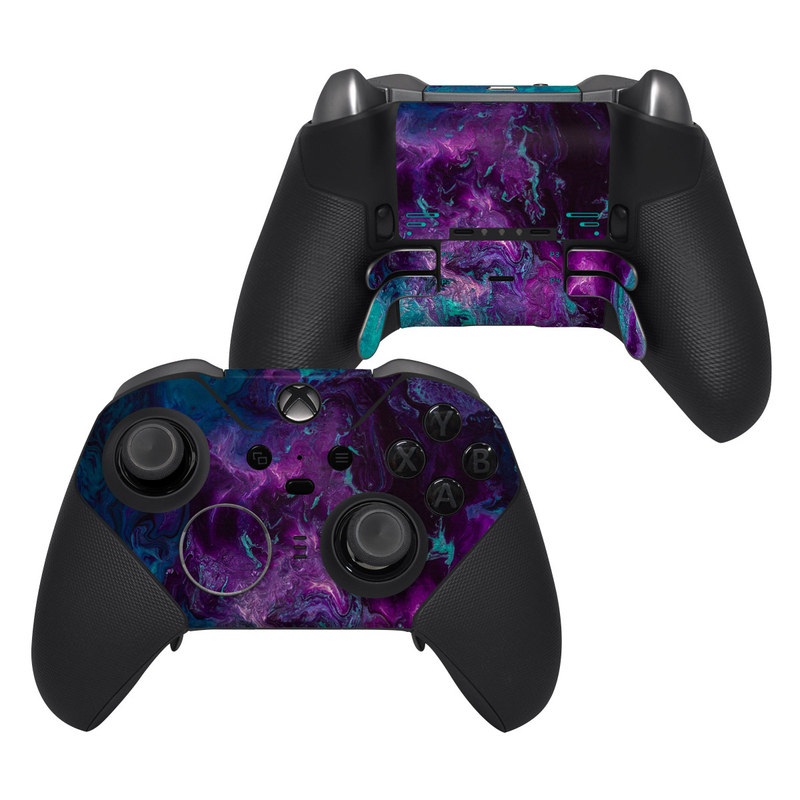 Xbox Elite Controller Series 2 Skin design of Blue, Purple, Violet, Water, Turquoise, Aqua, Pink, Magenta, Teal, Electric blue, with blue, purple, black colors