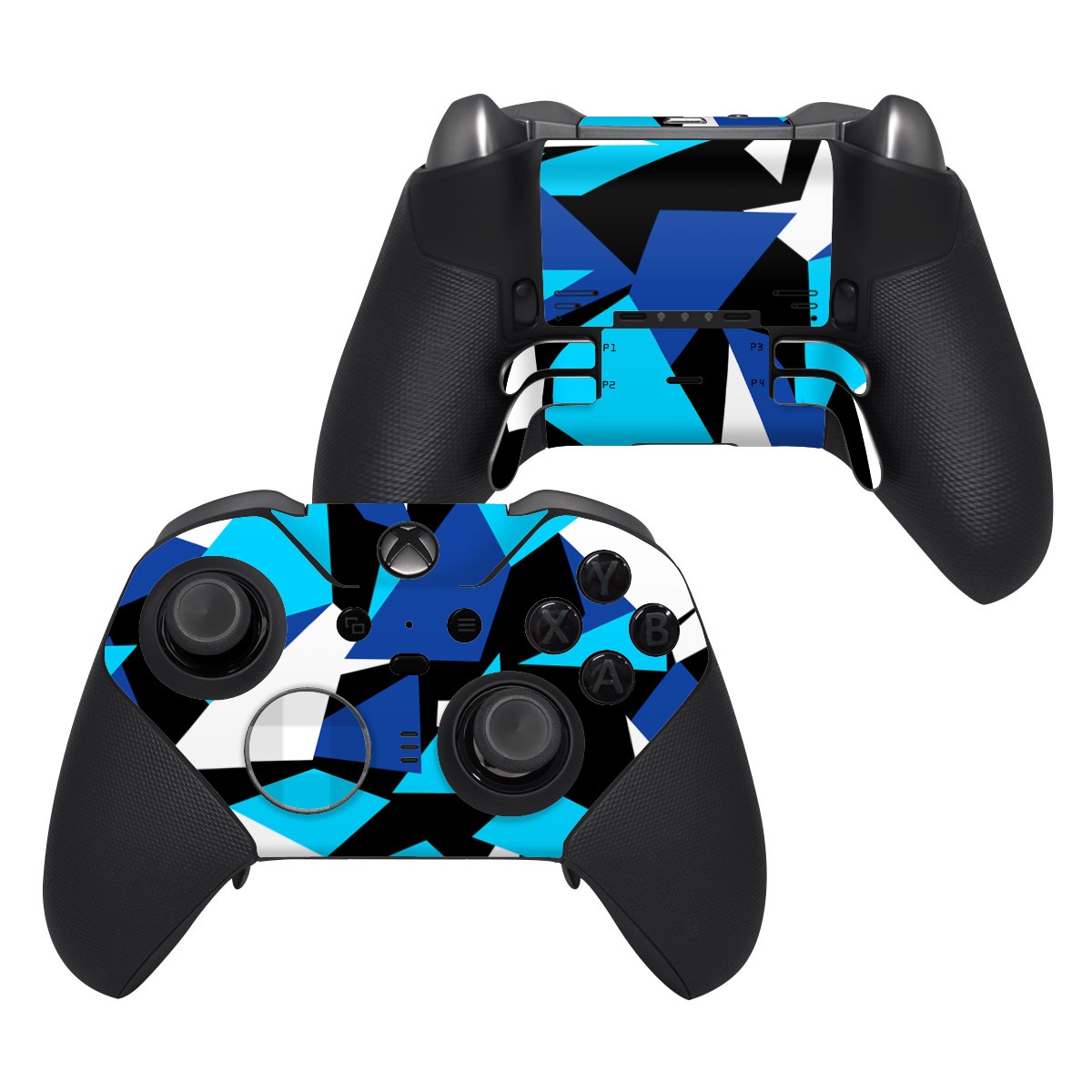 Xbox Elite Controller Series 2 Skin design of Blue, Pattern, Turquoise, Cobalt blue, Teal, Design, Electric blue, Graphic design, Triangle, Font, with blue, white, black colors