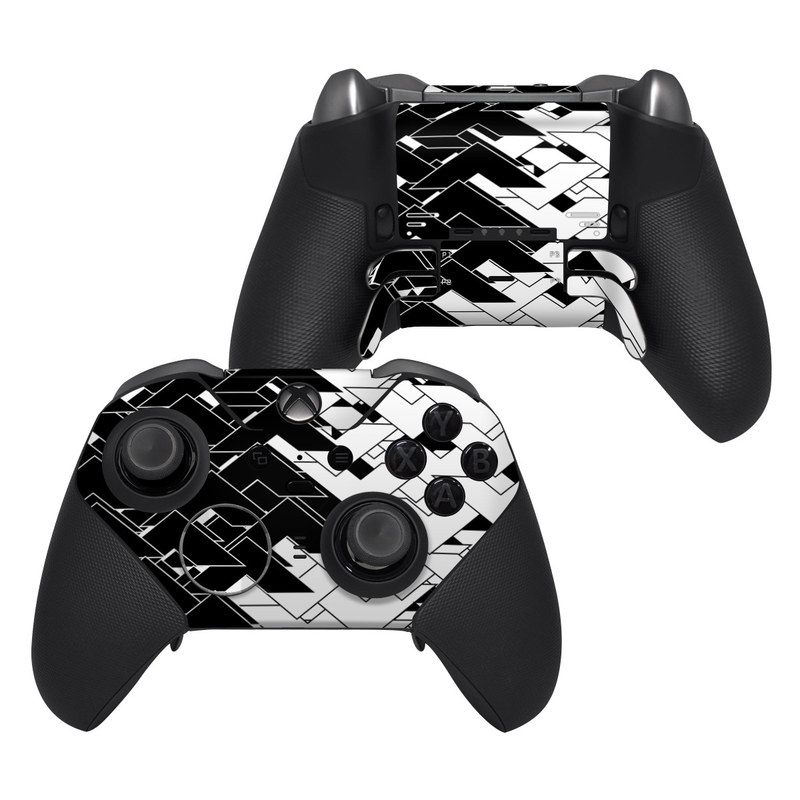 Xbox Elite Controller Series 2 Skin design of Pattern, Black, Black-and-white, Monochrome, Monochrome photography, Line, Design, Parallel, Font with black, white colors