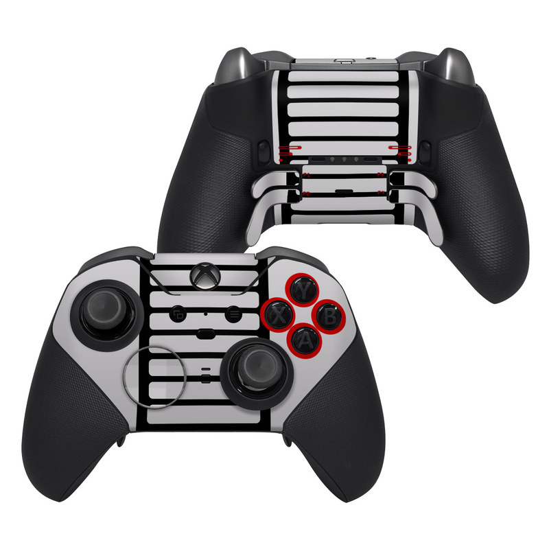 Xbox Elite Controller Series 2 Skin design of Text, Font, Red, Product, Logo, Brand, Material property, Graphics, Rectangle, with gray, black, red colors