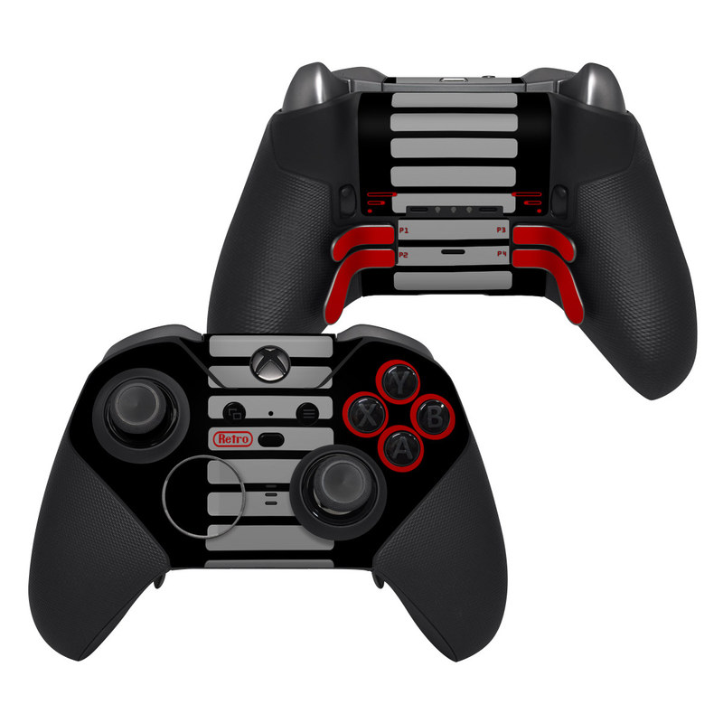 Xbox Elite Controller Series 2 Skin design of Text, Black, Font, Logo, Line, Design, Material property, Pattern, Brand, Technology, with black, gray, red colors