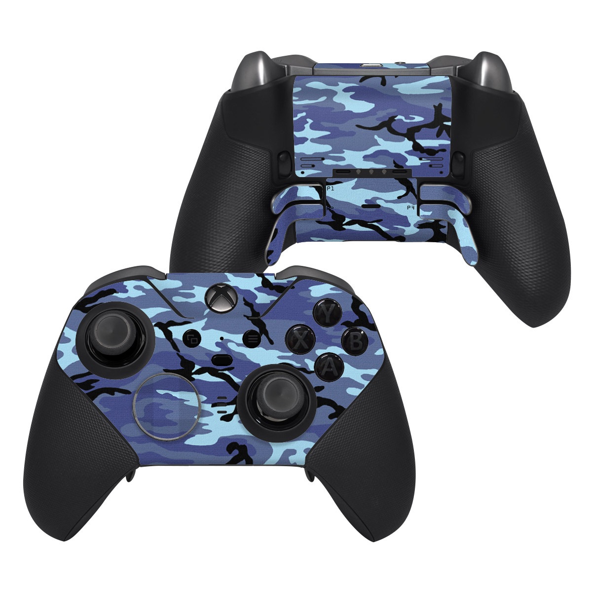 Xbox Elite Controller Series 2 Skin design of Military camouflage, Pattern, Blue, Aqua, Teal, Design, Camouflage, Textile, Uniform, with blue, black, gray, purple colors