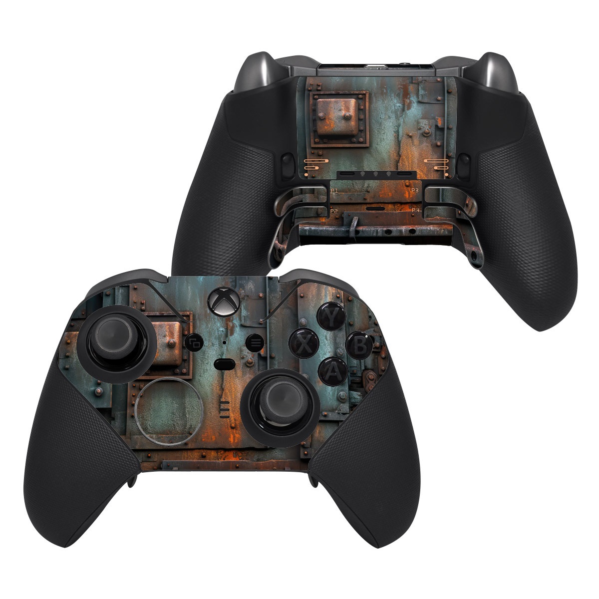 Xbox Elite Controller Series 2 Skin design of Wood, Train, Wheel, Motor vehicle, Mode of transport, Rolling, Automotive lighting, Rolling stock, freight car, Gas, with black, brown, gray, white, orange colors