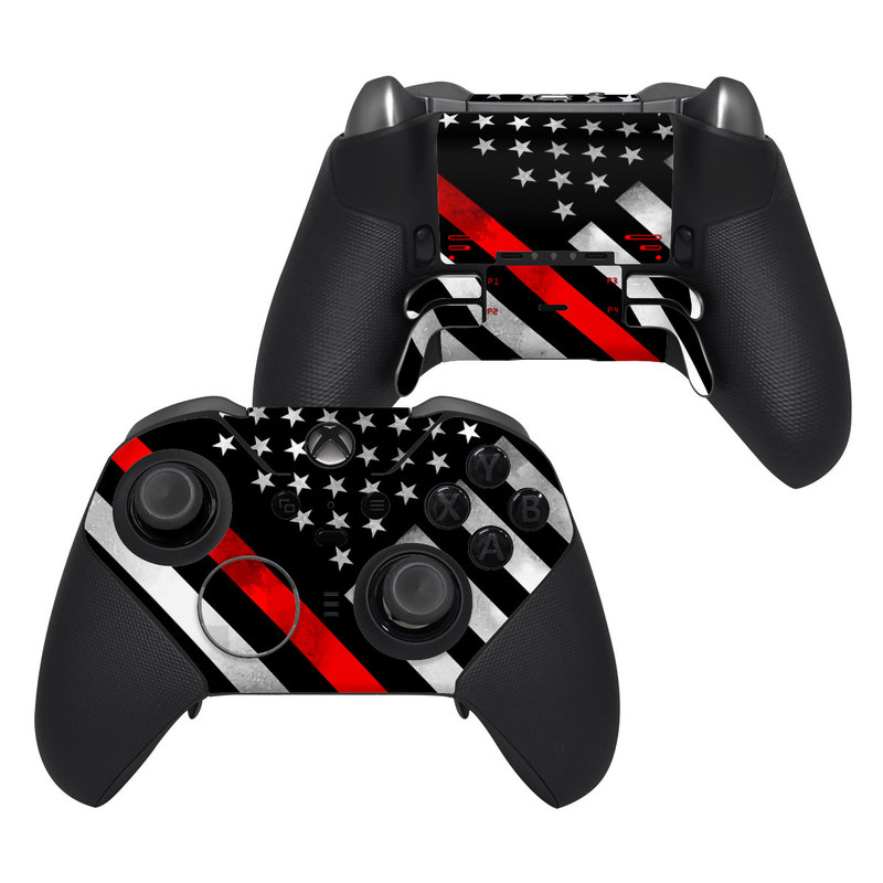 Xbox Elite Controller Series 2 Skin design of Flag of the united states, Flag, Line, Black-and-white, Pattern, Flag Day (USA), Veterans day, Independence day, Memorial day, with black, white, gray, red colors