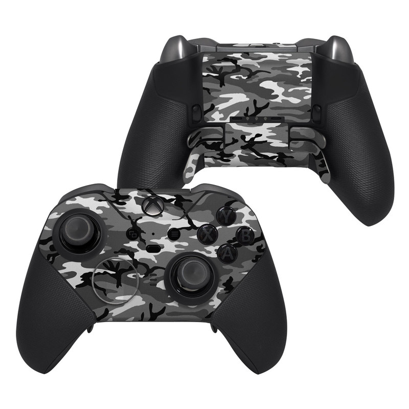 Xbox Elite Controller Series 2 Skin design of Military camouflage, Pattern, Clothing, Camouflage, Uniform, Design, Textile with black, gray colors