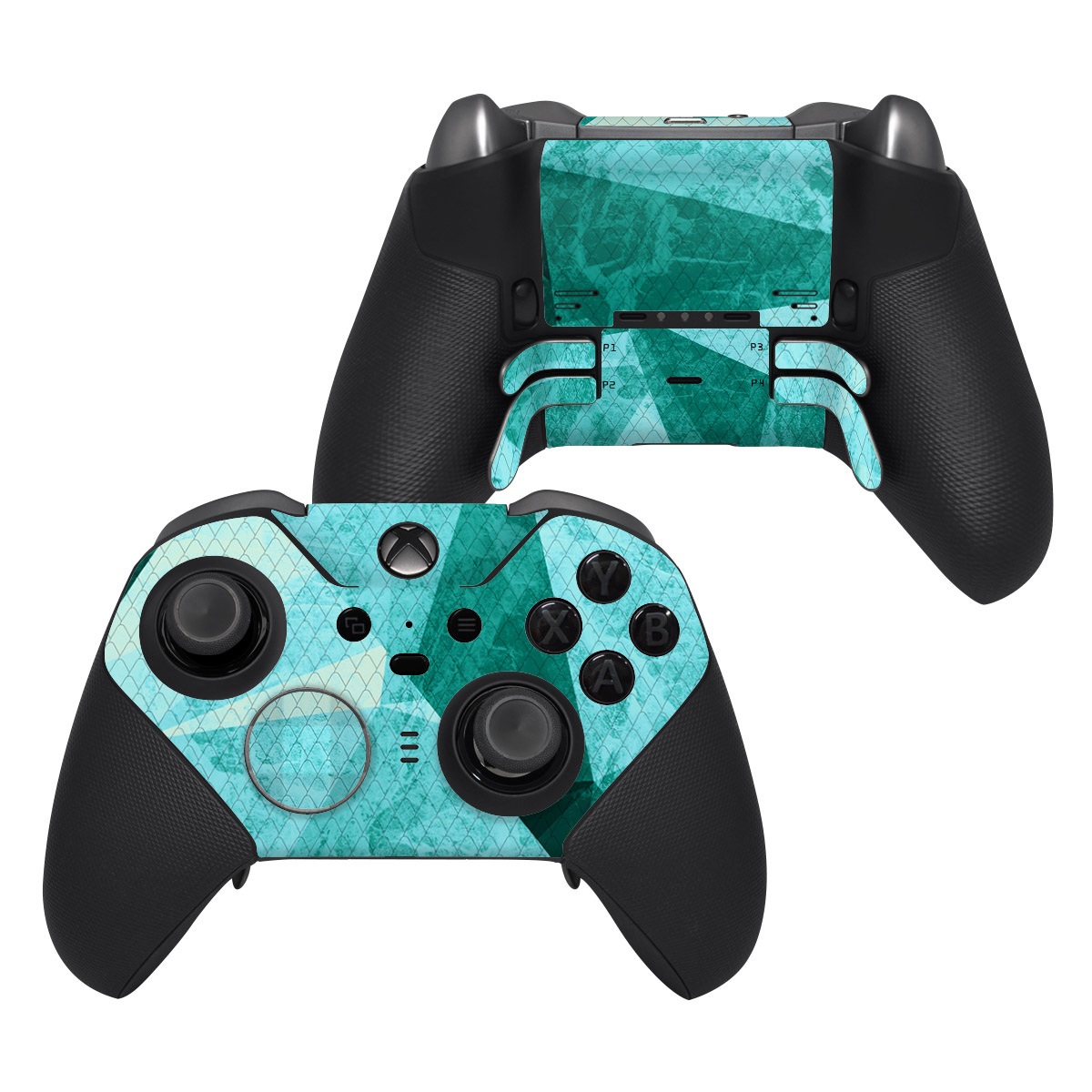 Xbox Elite Controller Series 2 Skin design of Aqua, Blue, Pattern, Turquoise, Illustration, Teal, Design, Line, Graphic design, with blue colors