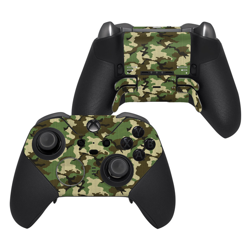 Xbox Elite Controller Series 2 Skin design of Military camouflage, Camouflage, Clothing, Pattern, Green, Uniform, Military uniform, Design, Sportswear, Plane, with black, gray, green colors