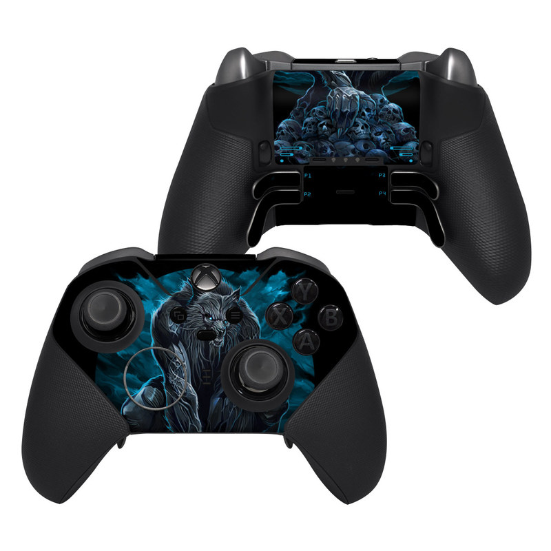 Xbox Elite Controller Series 2 Skin design of Illustration, Fictional character, Werewolf, Darkness, Art, Mythology, Graphic design, Mythical creature, Cg artwork, with gray, blue, black colors