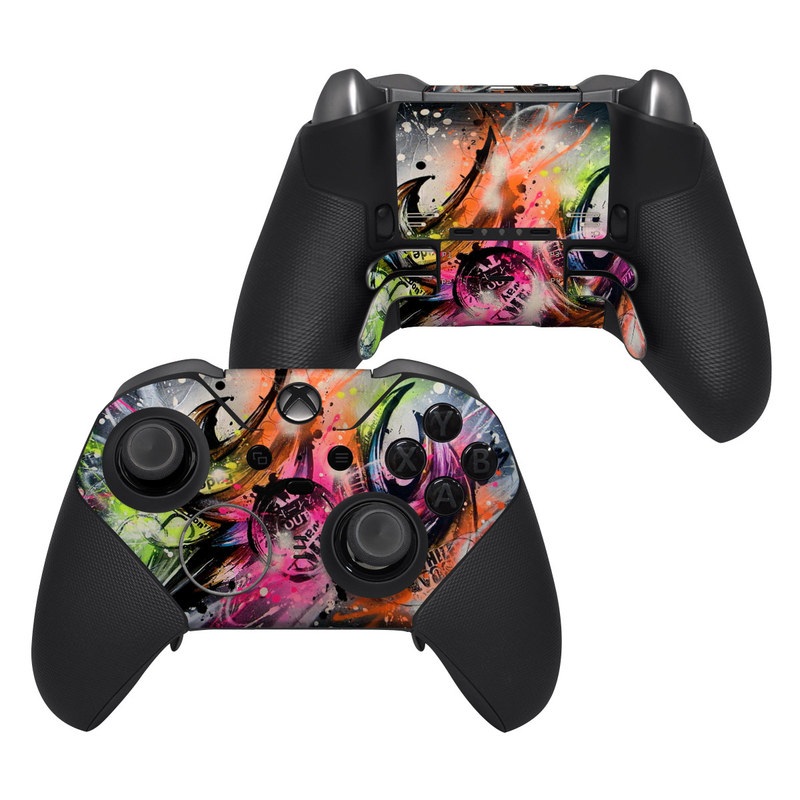 Xbox Elite Controller Series 2 Skin design of Graphic design, Fractal art, Art, Illustration, Design, Graphics, Cg artwork, Font, Visual arts, Pattern, with black, gray, red, green, purple, blue colors