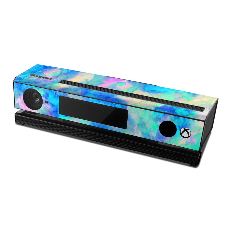 Xbox One Kinect Skin design of Blue, Turquoise, Aqua, Pattern, Dye, Design, Sky, Electric blue, Art, Watercolor paint, with blue, purple colors