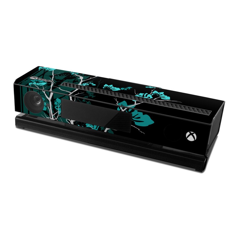 Xbox One Kinect Skin design of Branch, Black, Blue, Green, Turquoise, Teal, Tree, Plant, Graphic design, Twig, with black, blue, gray colors