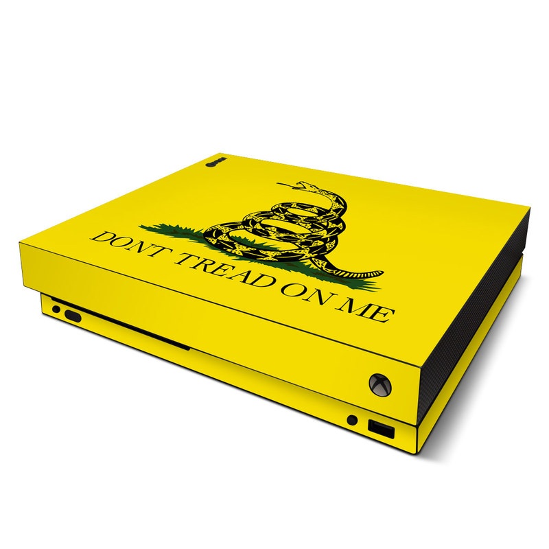 Xbox One X Skin design of Yellow, Font, Logo, Graphics, Illustration with orange, black, green colors