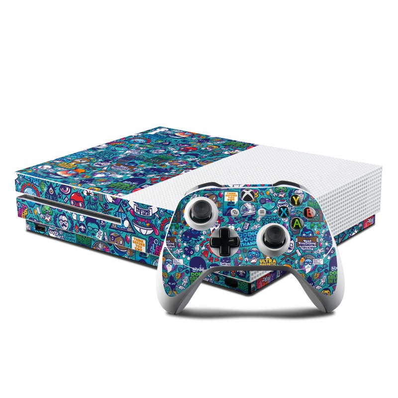 Xbox One S Skin design of Art, Visual arts, Illustration, Graphic design, Psychedelic art with blue, black, gray, red, green colors