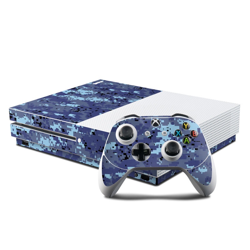 Xbox One S Skin design of Blue, Purple, Pattern, Lavender, Violet, Design with blue, gray, black colors