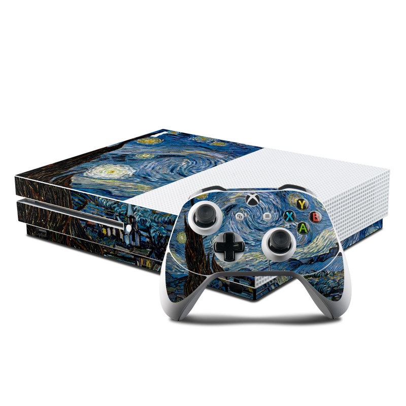 Xbox One S Skin design of Painting, Purple, Art, Tree, Illustration, Organism, Watercolor paint, Space, Modern art, Plant with gray, black, blue, green colors