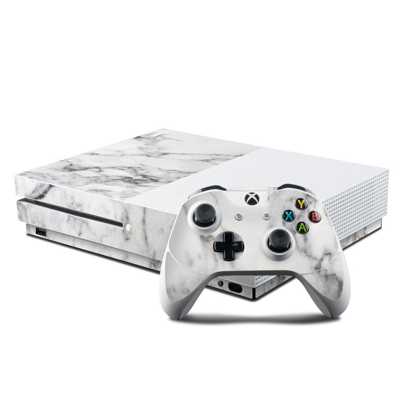 Xbox One S Skin design of White, Geological phenomenon, Marble, Black-and-white, Freezing, with white, black, gray colors