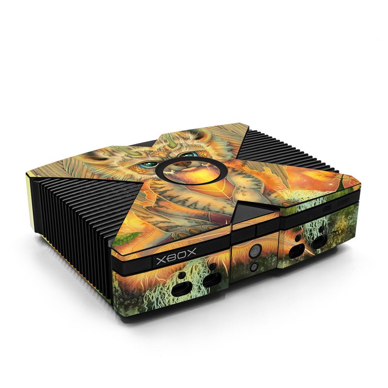 Old Xbox Skin design of Nature, Mammal, Art, Fawn, Owl, Illustration, Tail, Fictional character, Visual arts, Terrestrial animal, with yellow, orange, green, white, black colors