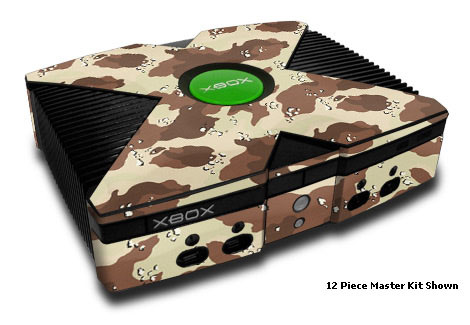Old Xbox Skin design of Military camouflage, Brown, Pattern, Design, Camouflage, Textile, Beige, Illustration, Uniform, Metal, with gray, red, black, green colors