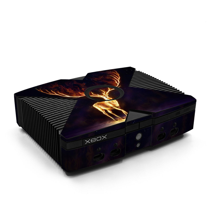 Old Xbox Skin design of Plant, Tree, Organism, Entertainment, Fawn, Art, Heat, Performing arts, Landscape, Sky, with black, yellow, red, orange, purple colors