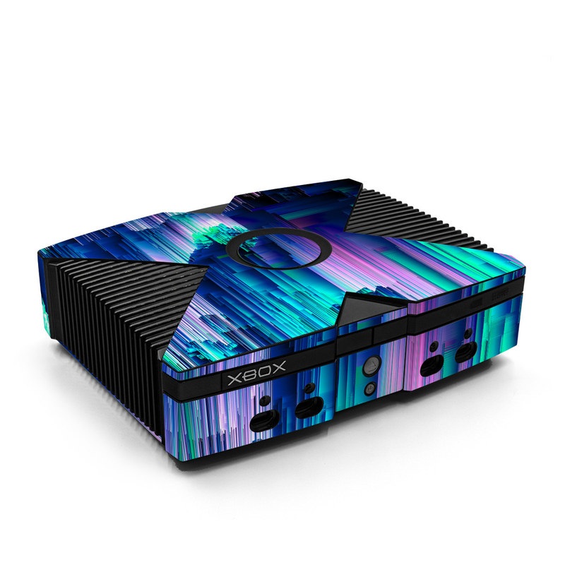Old Xbox Skin design of Blue, Green, Light, Colorfulness, with blue, purple, pink, white colors